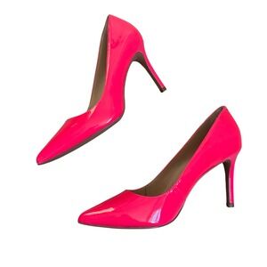 Banana Republic Pointed Toe Patent Heels Hot Pink Stiletto sz 6‎ Madison 12 Hour
